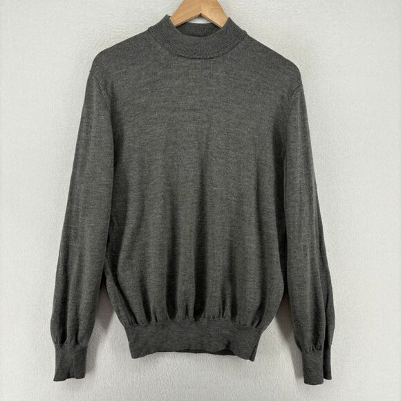 VALDA COLLECTION Sweater Mens S Pure Wool Pullover Knit Jumper Basic Gray Italy - Picture 1 of 14
